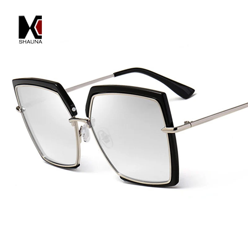 Женские зеркальные солнцезащитные очки квадратные Розовые Очки в полуоправе с