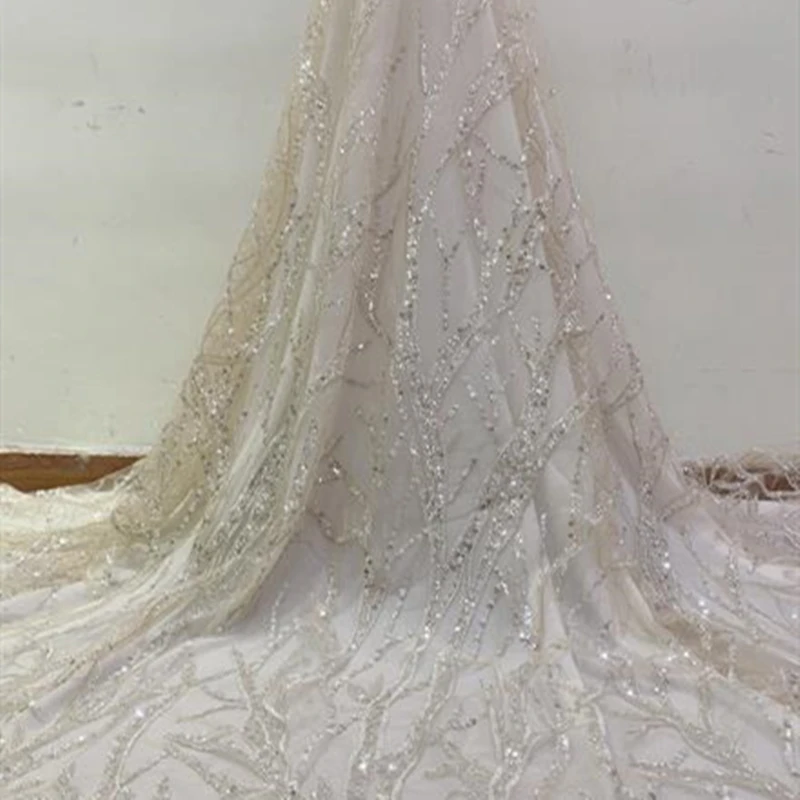 2020 Новый дизайн африканская французская кружевная ткань с блестками Высокое