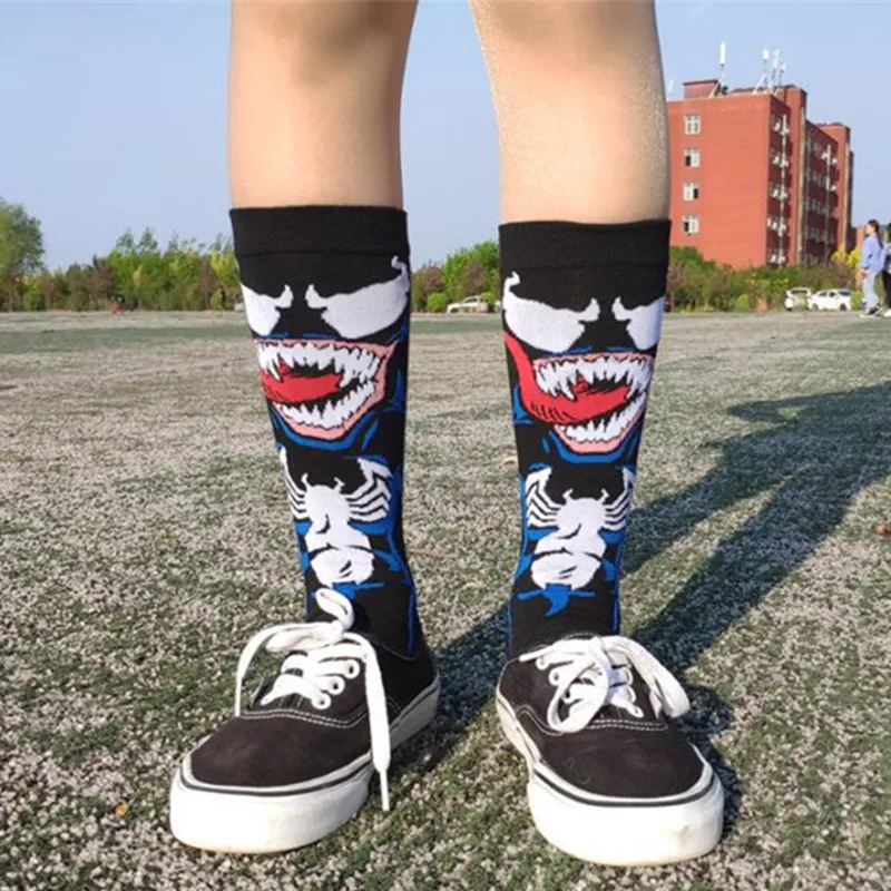 Носки для косплея супергероев Веном Дэдпул Тор Халк Железный человек Черная