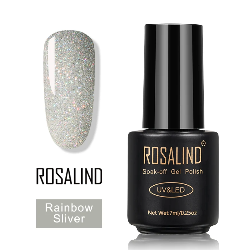 Rainbow Sliver ROSALIND гель лак для ногтей набор все для маникюра верхнее покрытие УФ светодиодный гель лак удаляющийся замачиванием Полупостоянный лак для ногтей - Цвет: Rainbow Sliver