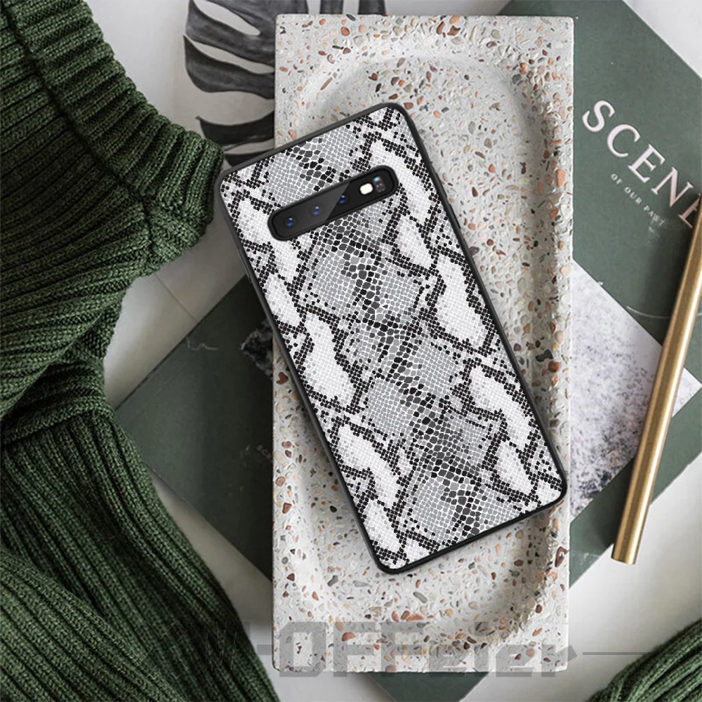 Reayou Змеиный узор черный мягкий чехол для телефона Samsung S8 9 10 plus S10E lite S10-5G S20 UITRA |