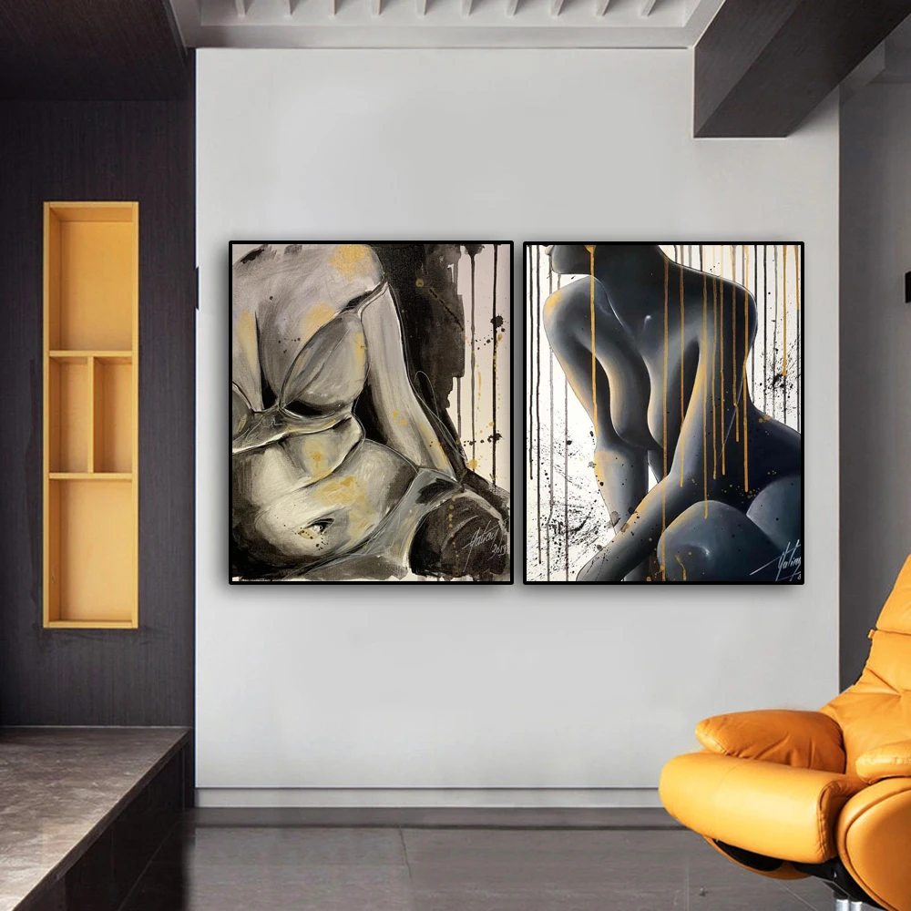 

Modern Portrait Art Oil Painting Prints on the Canvas Decor Posters Wall Art Sexy Nude Woman Pictures for Living Room Cuadros
