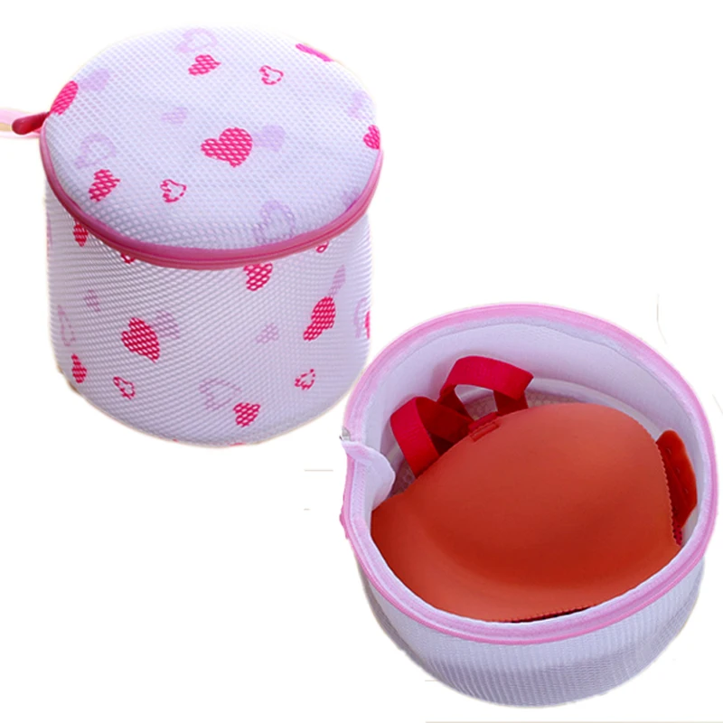 Современный стильный мешок для стирки бюстгальтеров на молнии с принтом сердца