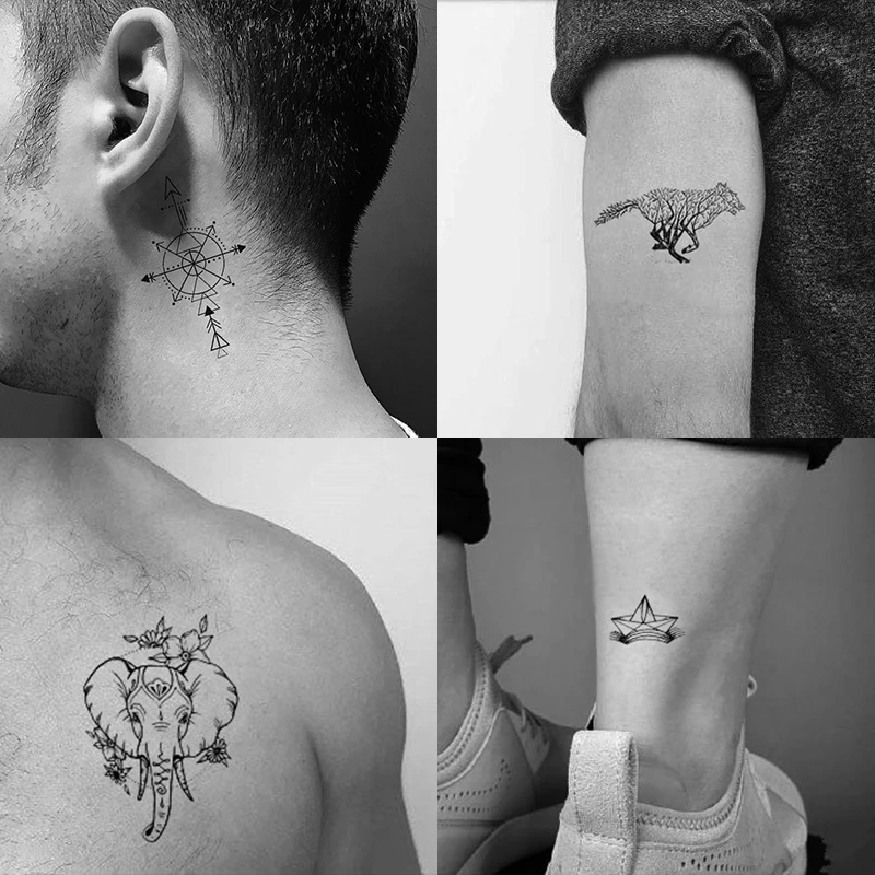 30 шт./компл. временные наклейки геометрические тотемные планеты Сова черные