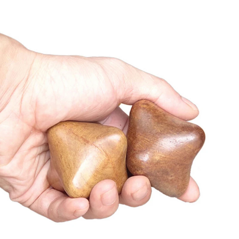 

2Pcs Wood Vietnamese Fragrant Hexagonal Acupuncture Ball Hand Massager Acupressure Active Scraping Clear The Lymphatic Drainage