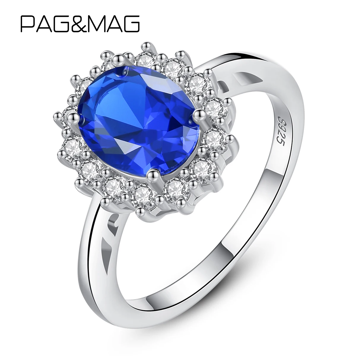 PAG & MAG элегантное сапфировое кольцо с синей короной из стерлингового серебра 925