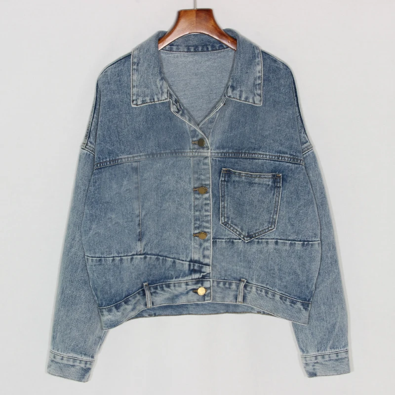 Осенняя Новая корейская модная короткая джинсовая куртка Женская Студенческая