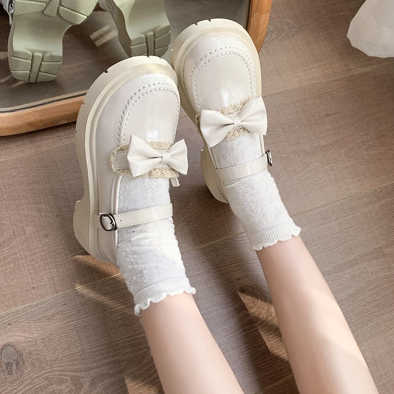 

Women's Casual Flat Shoes Solid Color Round Bow Buckle Thick-soled Non-slip Shoes Outdoor Comfortable Lightweight Women's Shoes
