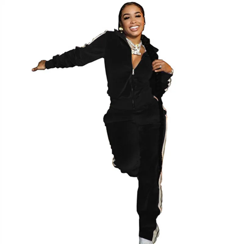 

Женский спортивный костюм из двух предметов, топ на молнии с отложным воротником и длинными рукавами, длинные брюки