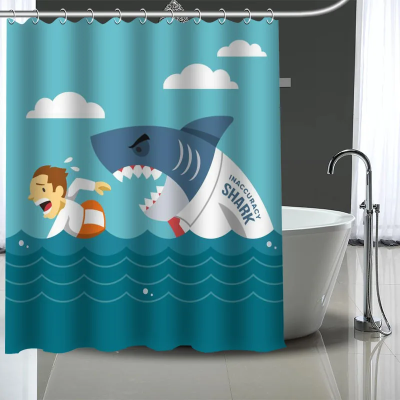 Водонепроницаемая занавеска для душа регулируемая художественная в виде акулы