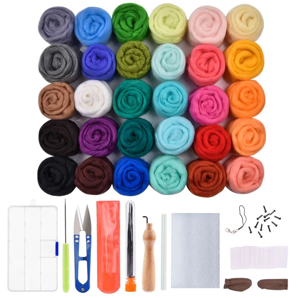 Шерстяное валяние 30 цветов волокно игловаляние Натуральная Коллекция мягкое