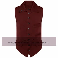 mens suit vest retro lapel vest steampunk waistcoat slim fit sleeveless chaleco hombre
