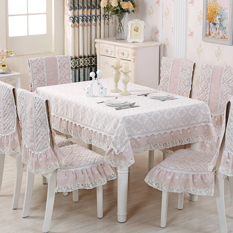 Пасторальный цветочный кружевной стол атласный чехол для стула набор подушек
