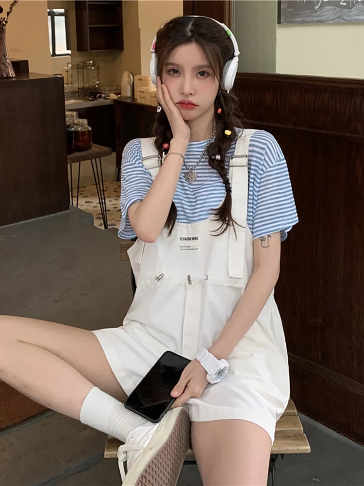 

Summer Korean 2021 new thin drawstring loose one-piece shorts women's wear women clothing romper playsuit