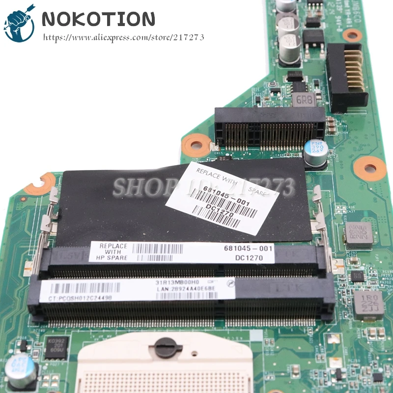 Материнская плата NOKOTION для ноутбука HP Pavilion G4 G6 материнская DAR13JMB6C0 REV C 681045-001 HM65 DDR3 1