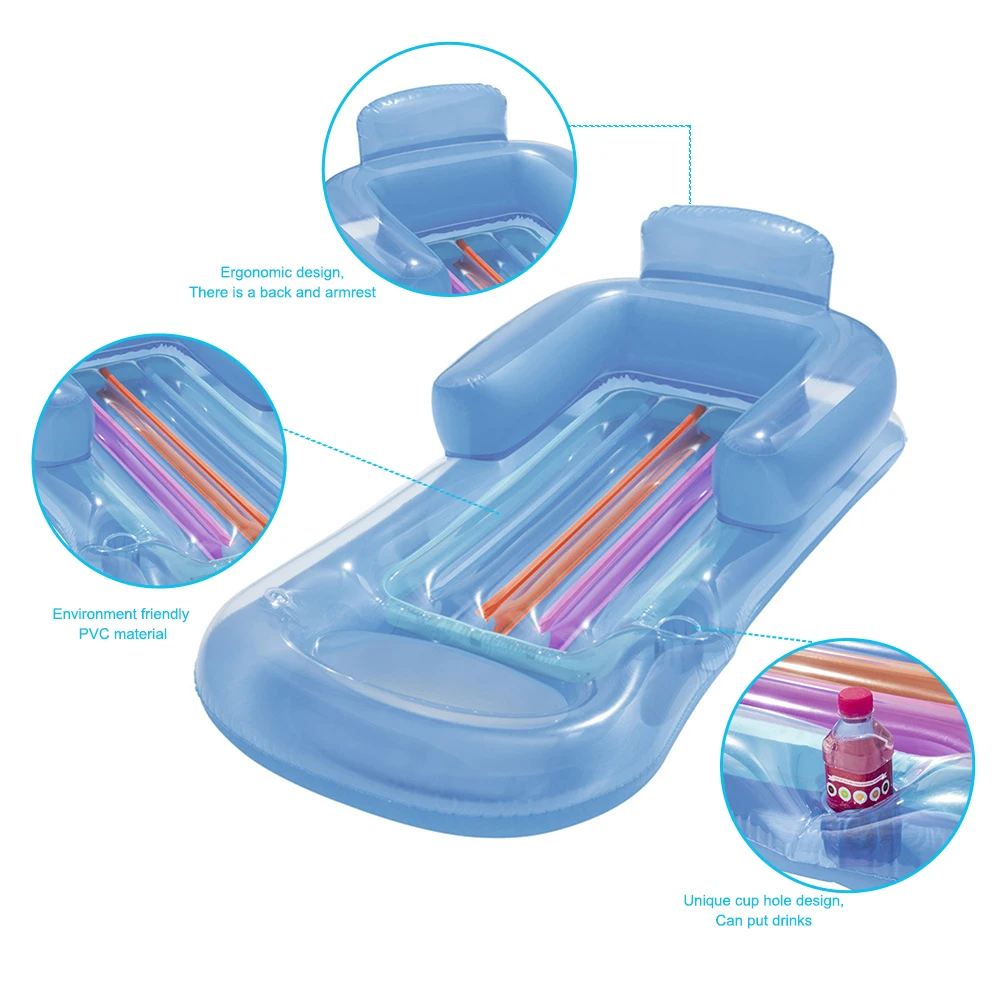 

PVC Swimming Pool Beach Water Hammock Floating Row Sleeping Cushion Summer Inflatable Lounger Chair Bed For Party Water Sports