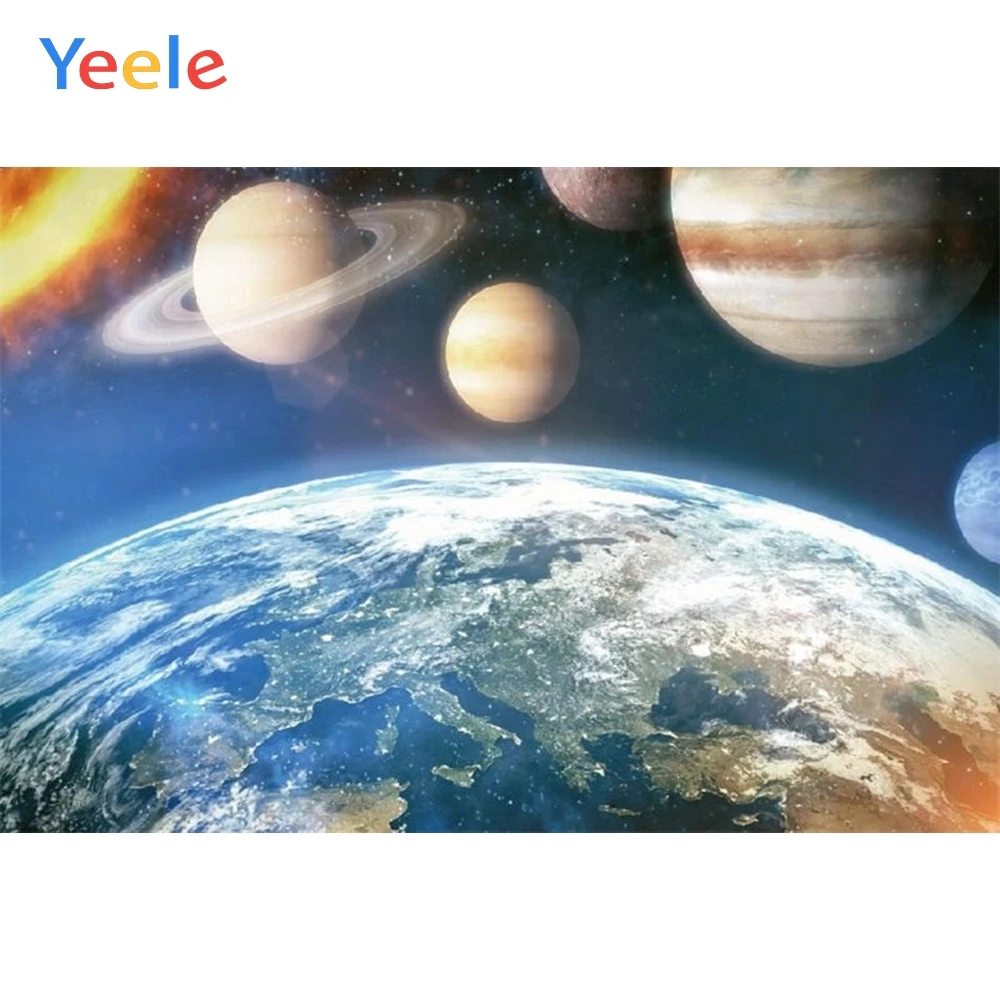 Yeele земля планета Вселенная Космическая туманность Дети Фото фоны Мальчик День рождения пользовательские фотографии фон для фотостудии