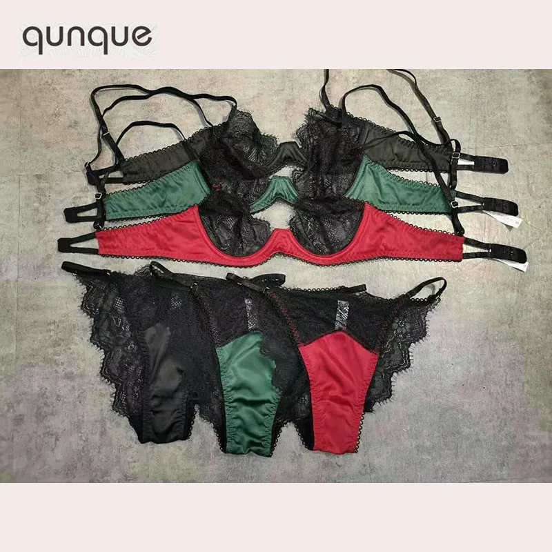 

See Through Sexy Transparent Lace Bra And Tanga Panty 3 Piece Set Women Bralette Encaje Mujer G Strings Thongs Underwear Women