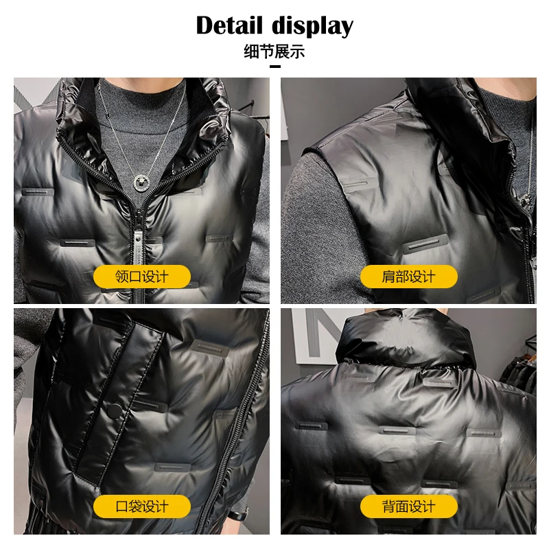 Casual Solid Men's Jacket Sleeveless Vests Outwear Down Coats Male Autumn Winter Vest Warm Thicken Waistcoat Youth Tops Clothing