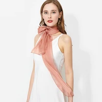 100 real silk chiffon scarf women kerchief soild black pure natural silk neck scarf long shawls thin silk foulard femme180x30cm