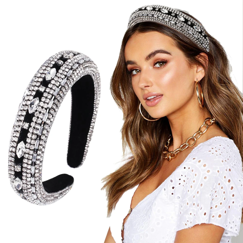 

Oaoleer Luxury Baroque Women Headbands Full Diamond Hollowed Hair Bands For Women Girls Vintage Elegant Glitter Hair Accessories