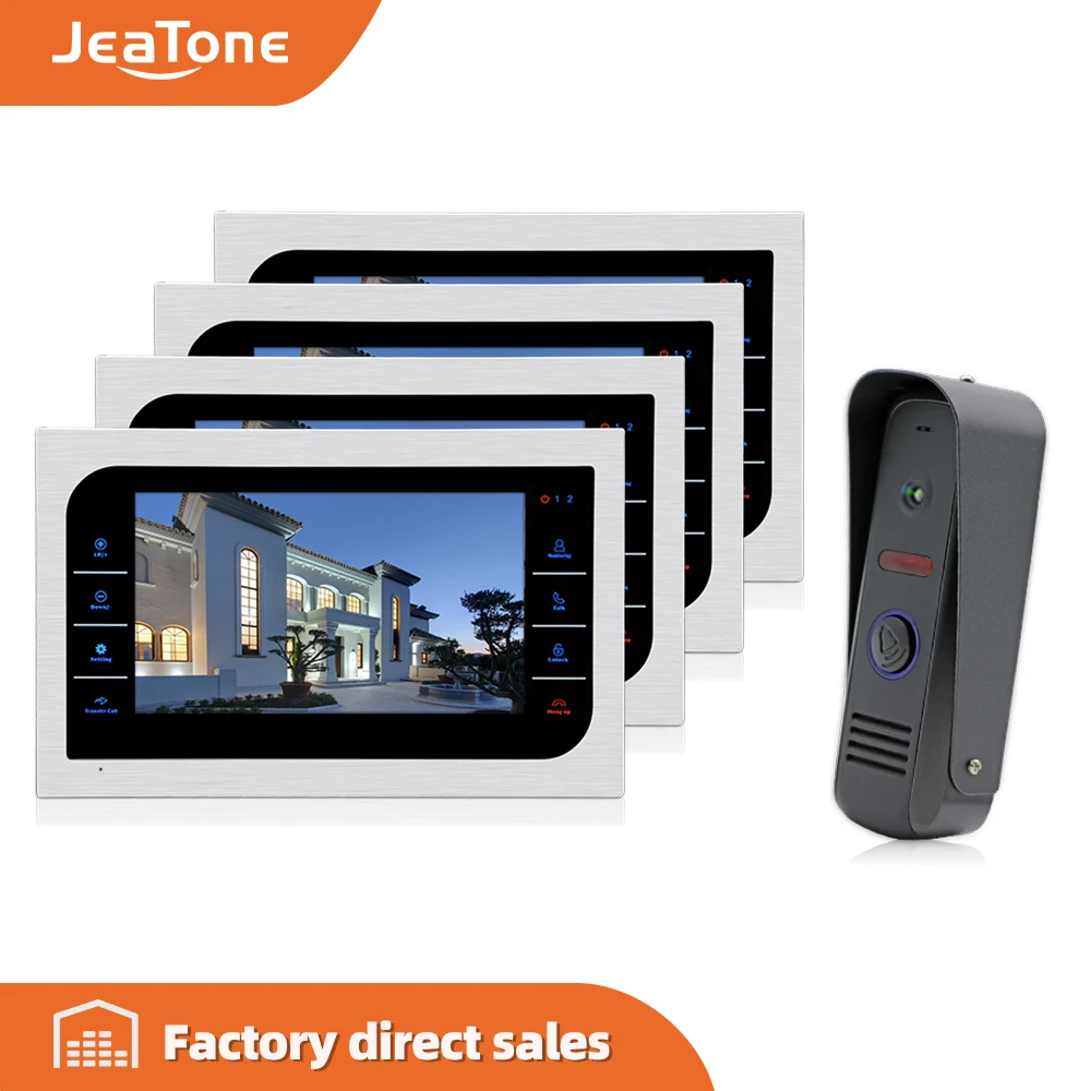 JeaTone Home домофон для наблюдения система 4 шт. 10 дюймовый ЖК монитор