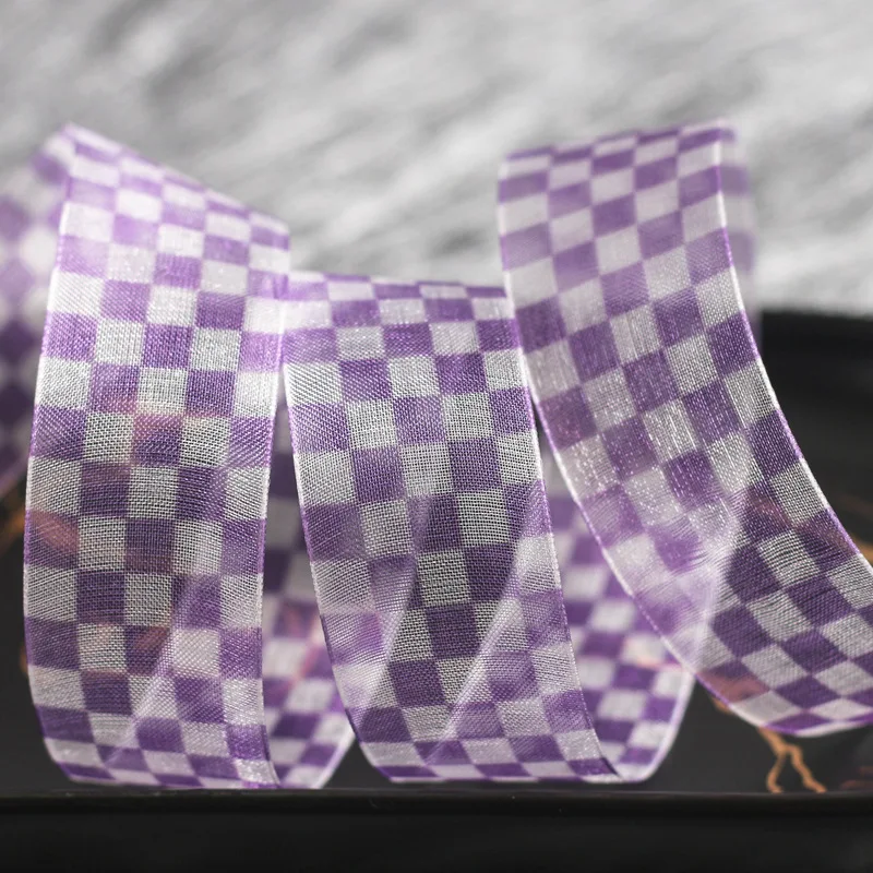 Blockplaid Organza Ribbon Tape 25 38mm Check Pattern Hair Bow Making Accessories Party Gift Cake Box Decoration Packing Material | Дом и сад