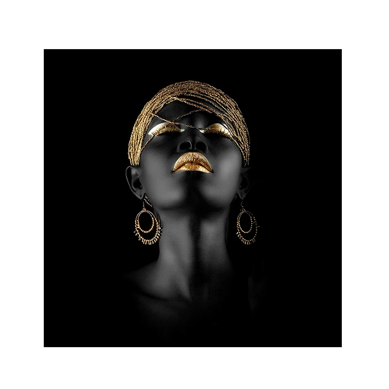 

100X100CM Sexy Black Dark Skinned Woman Portrait Canvas Painting Posters and Prints Cuadros Wall Picture for living Room