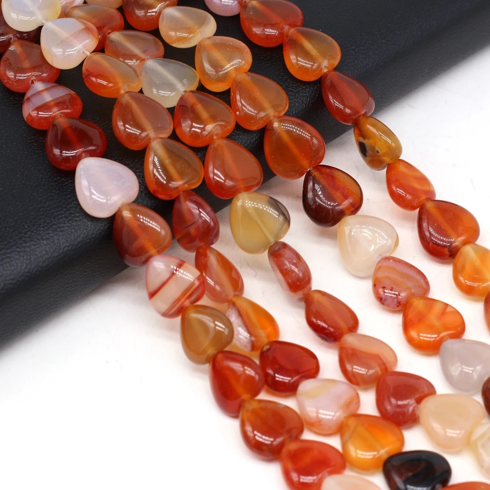 

14pcs Natural Agates Stone Beaded Heart Shape Red Agate Loose Beads Fit Women DIY Jewelry Bracelets Necklaces