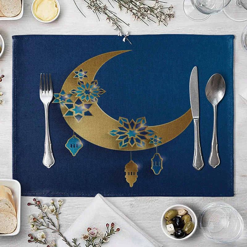 Мусульманский Рамадан набивной стол салфетки звездой луной ночью вечерние