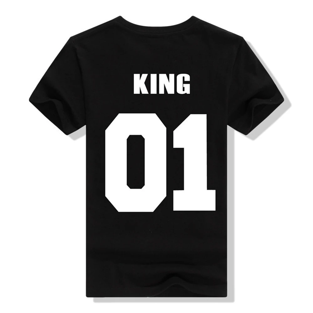 

King Queen Letter Print T Shirt Couple Short Sleeve O Neck Tshirt Summer Women Tee Shirt Tops P40G