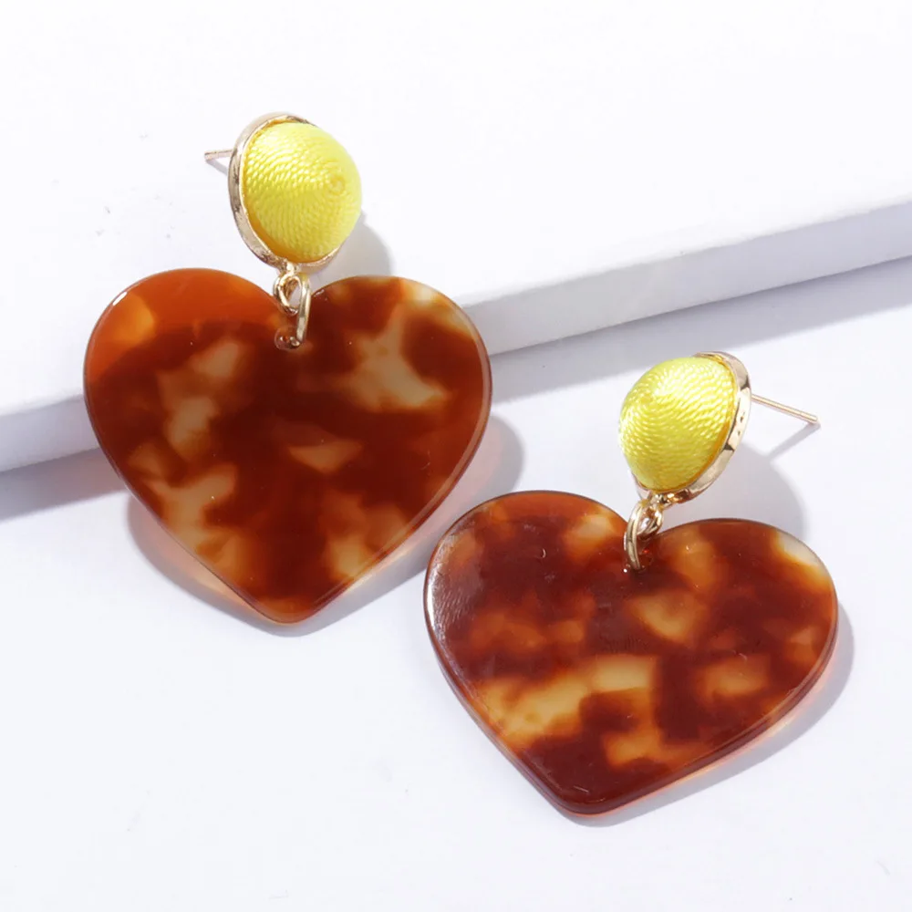 Большие висячие серьги в виде сердца черепахи для женщин акриловые