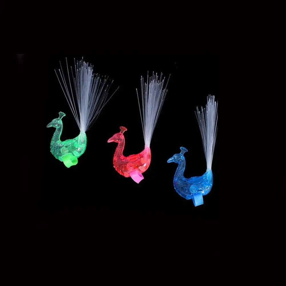 

30Pcs Peacock Finger Light Colorful LED Light-Up Rings Party Gadgets Kids Intelligent Toy for Brain Development-Color Random