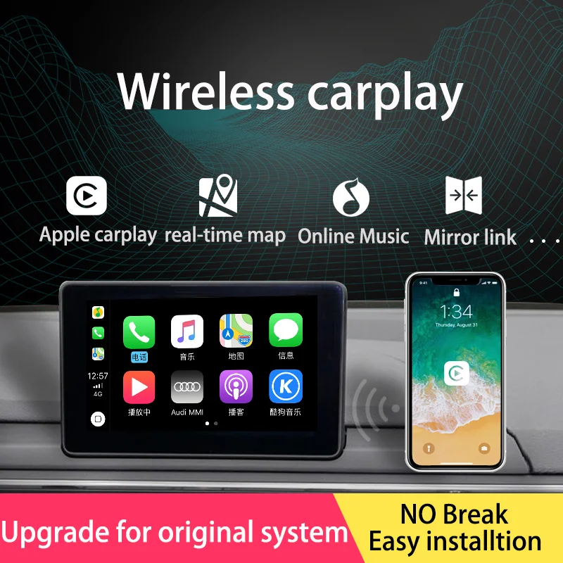 Беспроводной Apple CarPlay Android автоматический интерфейс Prime для Audi A1 2013 2018 Q3 2012
