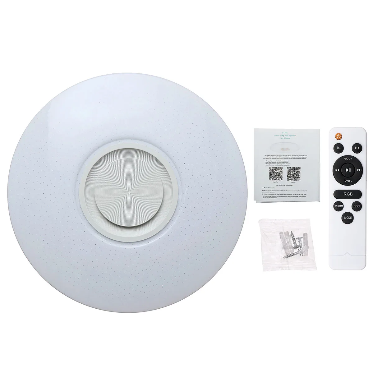 

200W LED RGB Ceiling Light AC220V bluetooth Music Speaker Lamp 395mm Remote+APP Control Dimmable Modern Smart Home Party Light