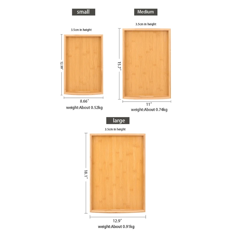 

AXYE Bamboo Serving Tray with Handles Rectangular Wooden Breakfast Plate Organizer