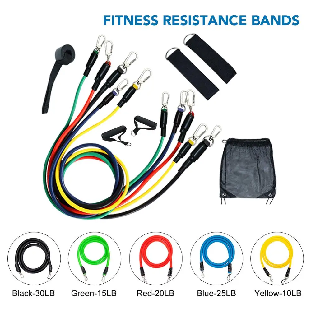 11 шт. фитнес Тяговая веревка Резистентные ленты латексная сила тренажеры для