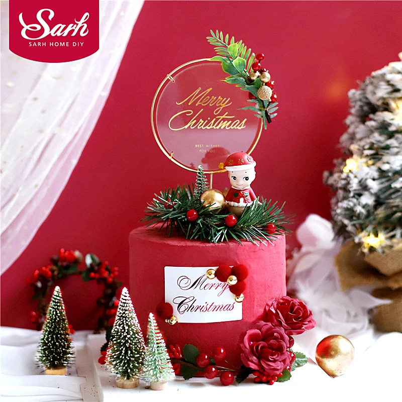 Цветочные листья веселый Топпер на Рождественский торт новый год лося ребенок