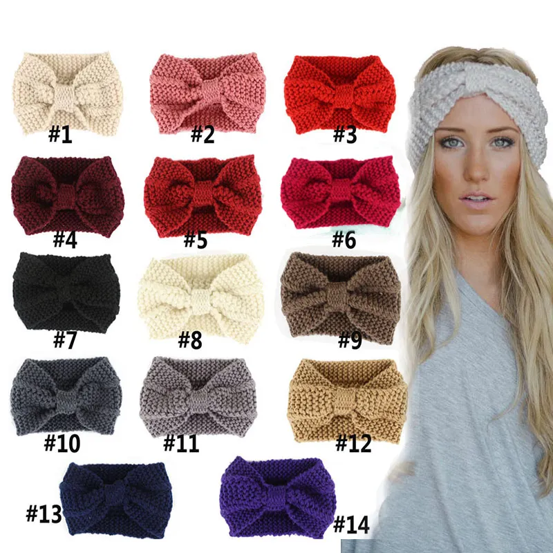 Новая стильная женская вязаная повязка на голову с бантом зимняя теплая для ушей