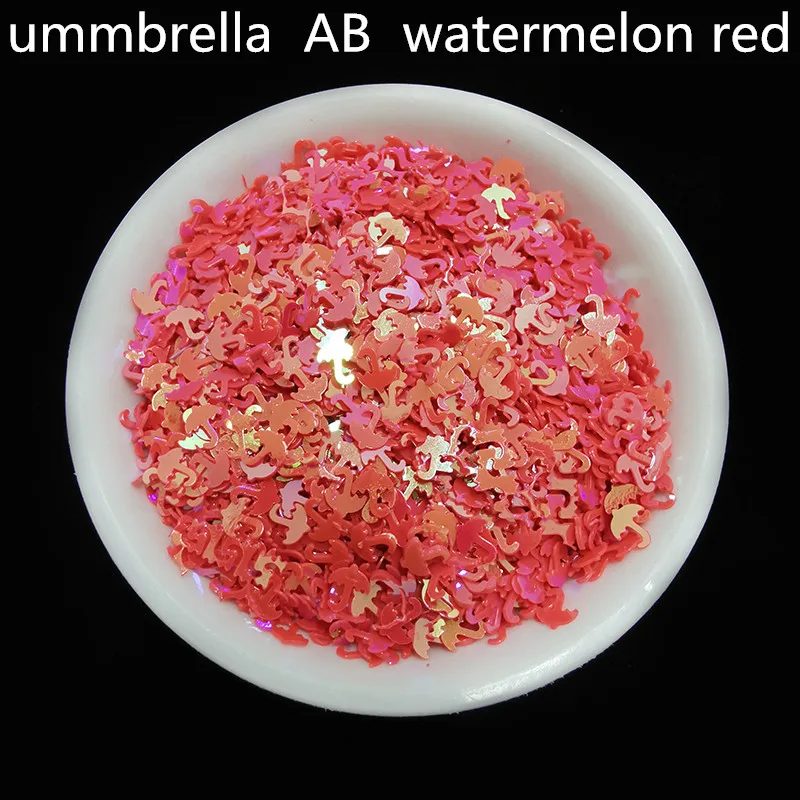 AB watermelon red 10 г/лот новые ПВХ блестки для рукоделия зонтик формы блестки Сделай Сам одежда швейная ткань Свадебные поделки Женская одежда Аксессуары - Цвет: AB watermelon red