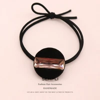sempli black colors nylon elastic rhinestone hair bands for womens rubber band headband scrunchie fashion hair accessories