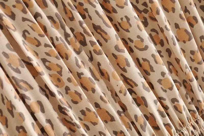 Винтажное шикарное женское платье с леопардовым принтом коротким рукавом