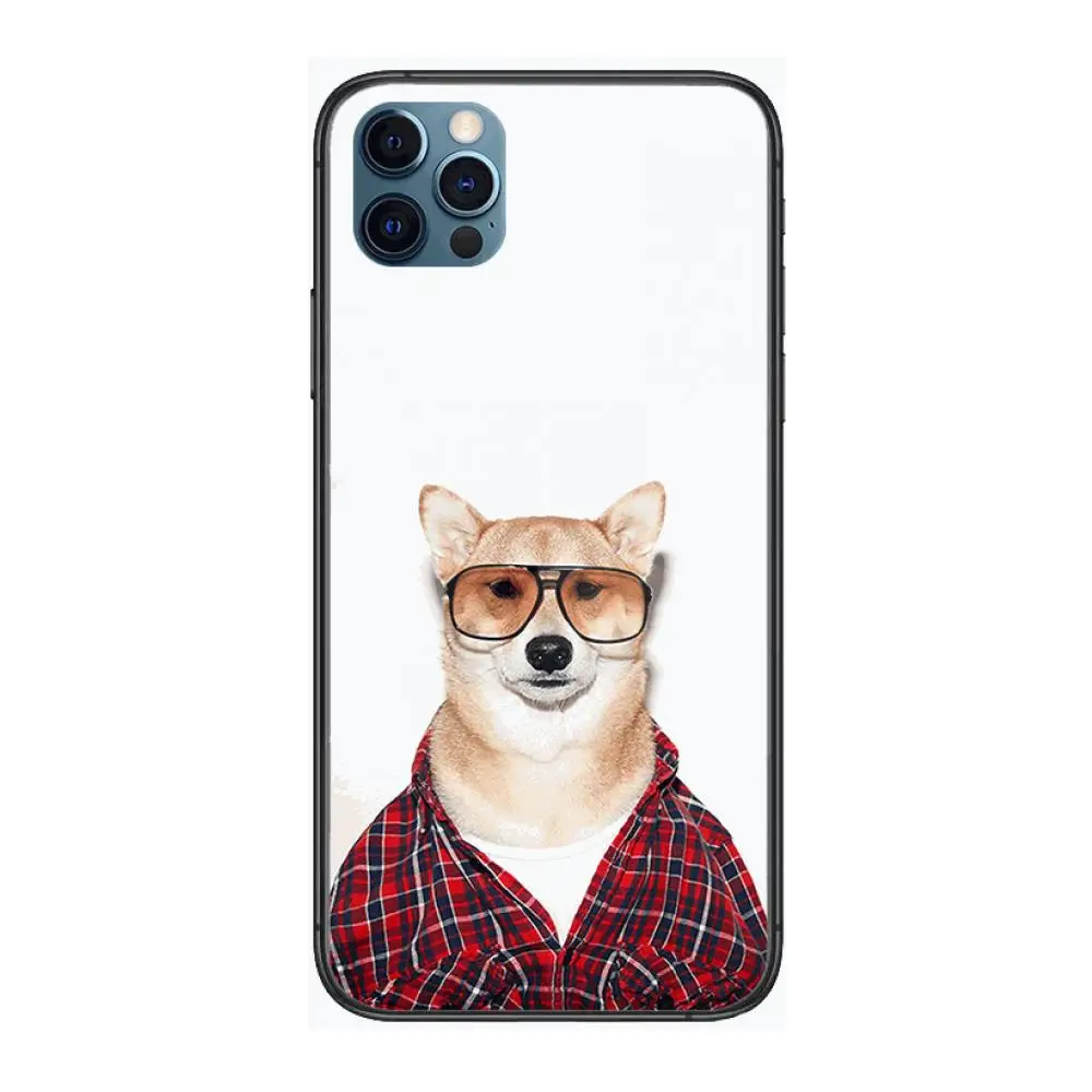 

Dog fashion creative personality boys Style Phone Case cover For iphone 12 pro max 11 8 7 6 s XR PLUS X XS SE 2020 mini black