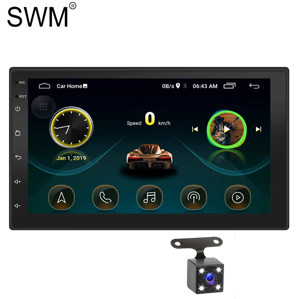 Авторадио 2 DIN Авторадио Android 8,1 мультимедийный плеер радио Coche сенсорный экран Wifi зеркало GPS Link радио Para автомобильное радио для машины - Цвет: with 4 Leds Camera