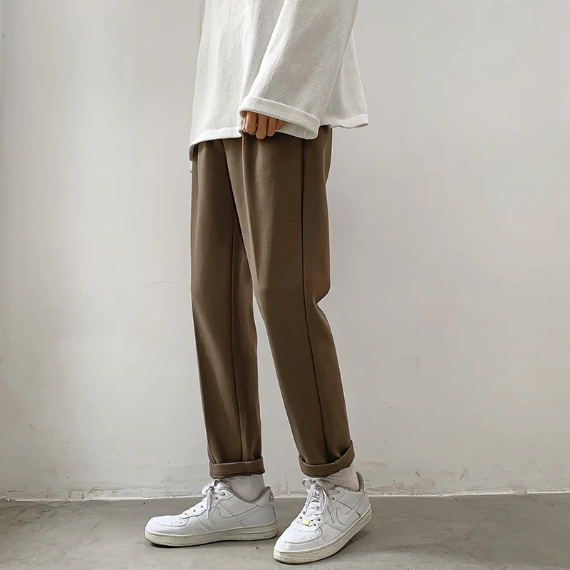 

Брюки мужские прямые шерстяные, приталенные, утепленные мешковатые, брендовые блейзеры, повседневные штаны, корейская мода, Осень-зима