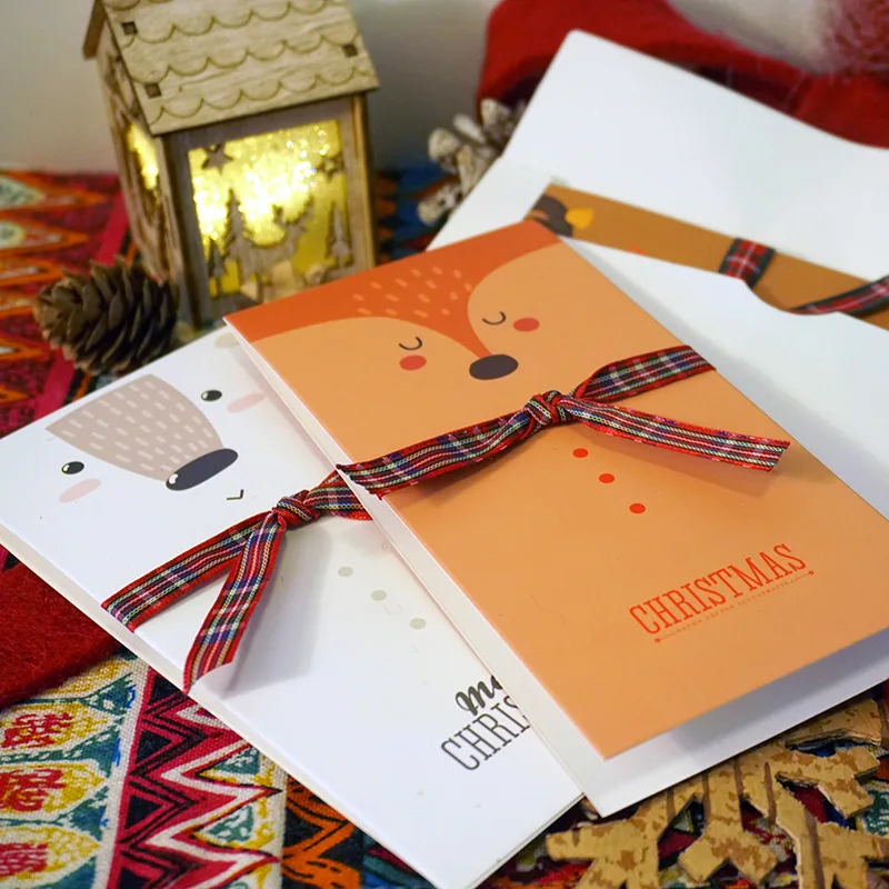 Магазин MissYe рождественские открытки шарф животное бант лента с конвертом