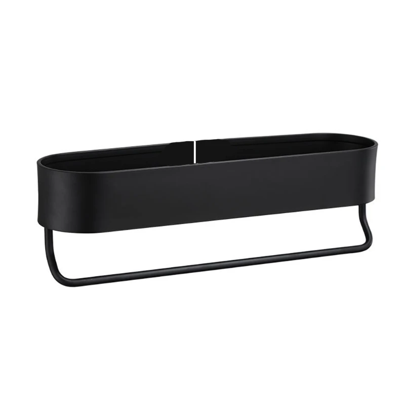 

Waterproof Bathroom Storage Rack Rustproof Floating Wall Shelf with Towel Bar Strong Bearing Aluminum Storage Shelf