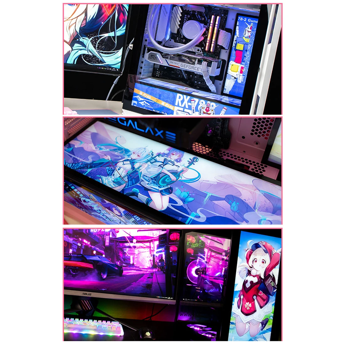 

1pcs 46 x 15cm Custom Anime 2D Character Poster Display Board with LED Lights for DIY Computer PC Case Decor - Horizontal