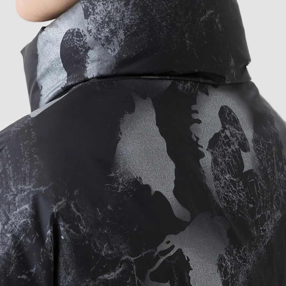 Covrlge Men Printing Jacket Brand Winter Hooded Thick Warm Duck Down Trend Loose Shiny Warm Coat Couples Streetwear Male MWY042