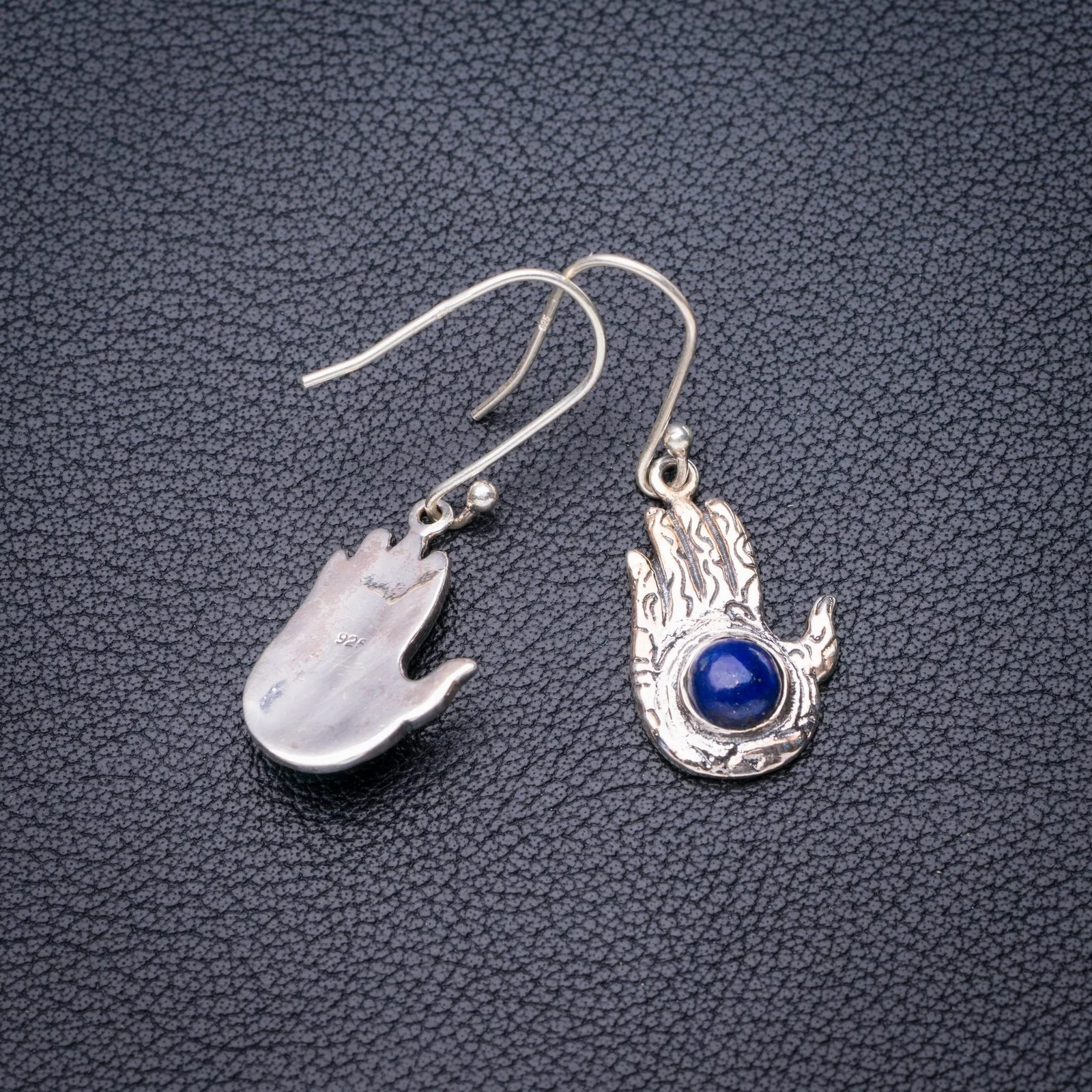 

StarGems Natural Lapiz Lazuli Hand Handmade 925 Sterling Silver Earrings 1.5" E5362